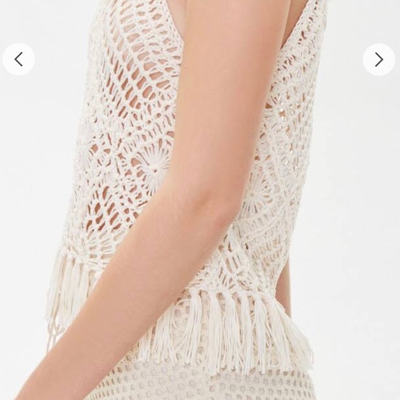 🏷Forever21 Open-crochet fringe top - Picture 3 of 8